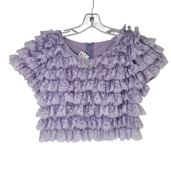 Bloomer Top Full Ruffle Vintage Handmade Reworked Top Purple XS Coquette Cropped - Picture 1 of 8